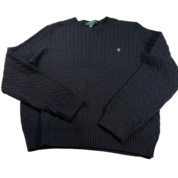 Lauren Ralph Lauren Womens Cable Knit Cotton Sweater XL Crew Neck Long Sleeve - Picture 1 of 6